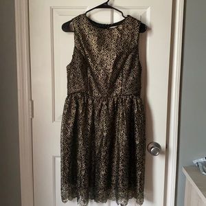 Black and Gold Metallic Midi Dress
